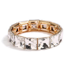 Creative glass crystal statement elastic bangle