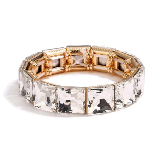 Creative glass crystal statement elastic bangle