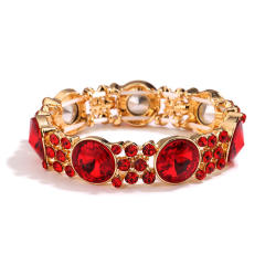 Color glass crystal statement elastic bangle