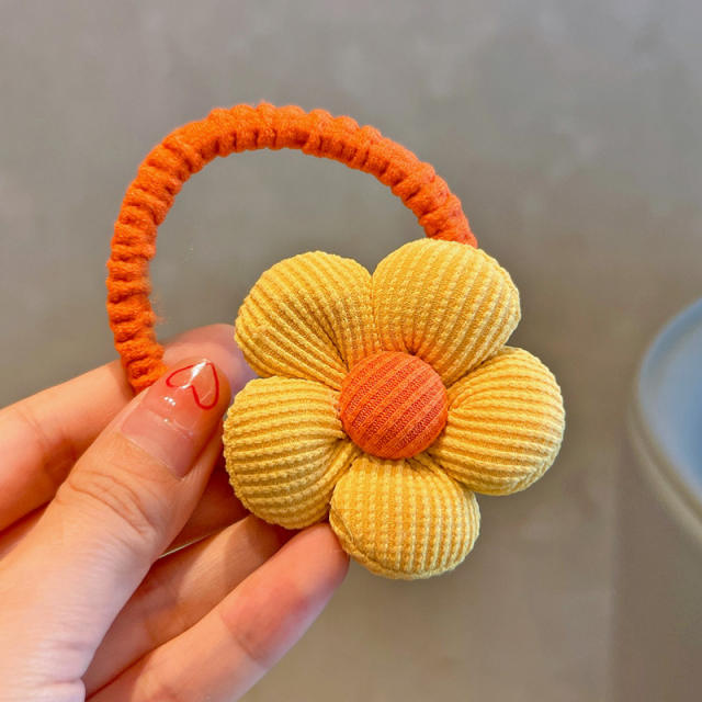 Spring design plain color flower hair ties for kids