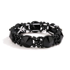 Color glass crystal statement elastic bangle