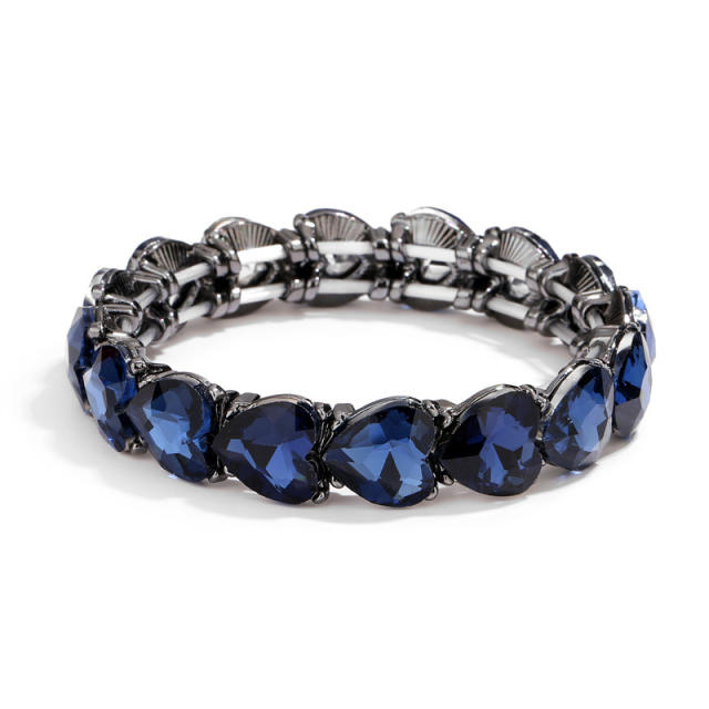 Amazon hot sale color glass crystal statement elastic bangle
