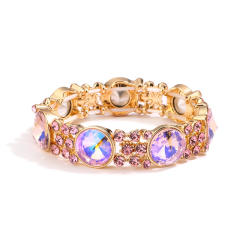 Geometric glass crystal statement elastic bangle