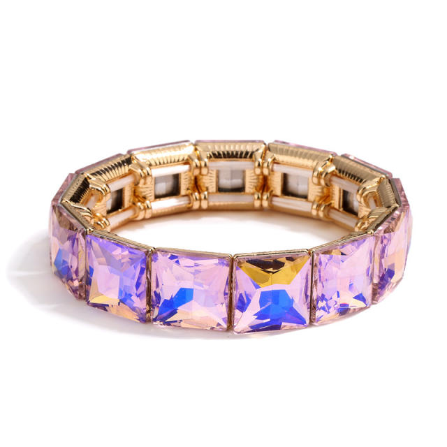 Creative glass crystal statement elastic bangle