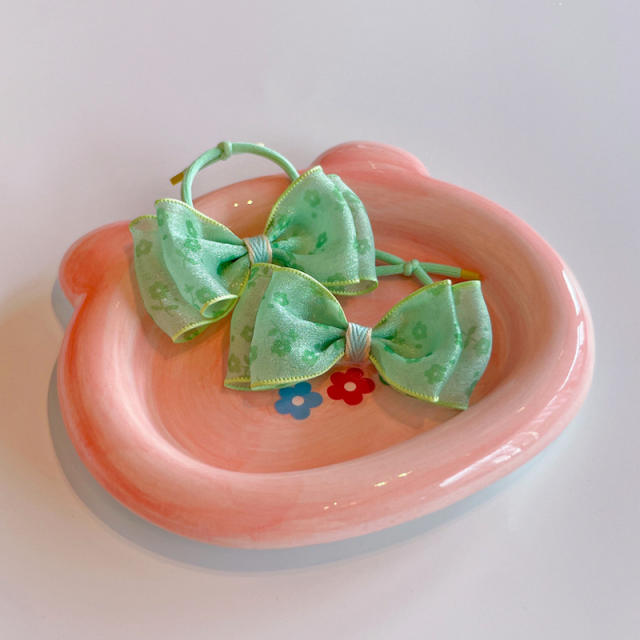 Spring fresh color bow hair ties for kids