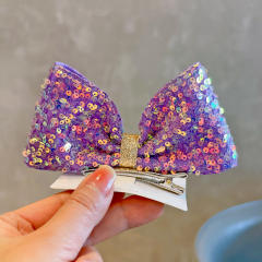 Korean fashion sweet sequins bow hair clips for kids