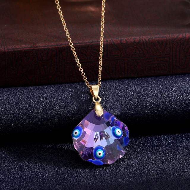 Hot sale glass crystal heart pendant evil eye necklace