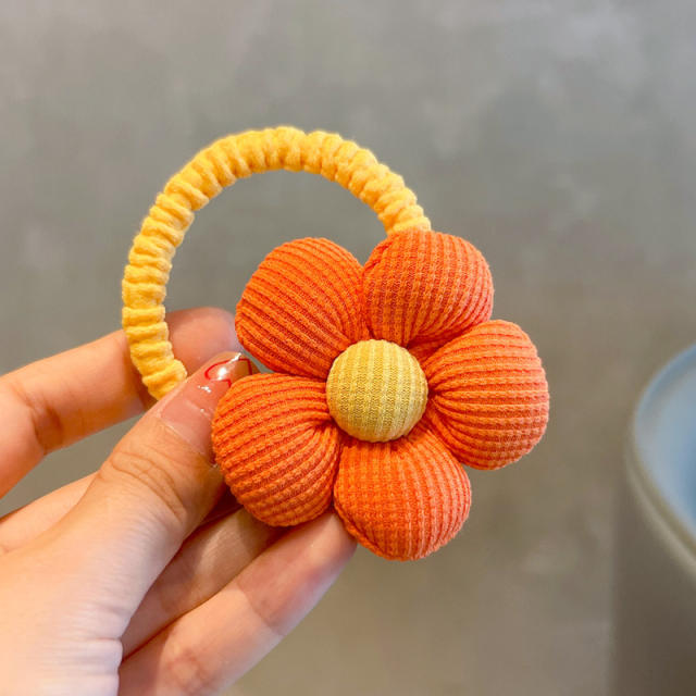 Spring design plain color flower hair ties for kids