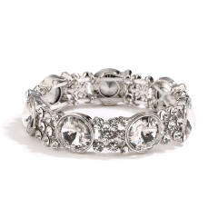 Color glass crystal statement elastic bangle