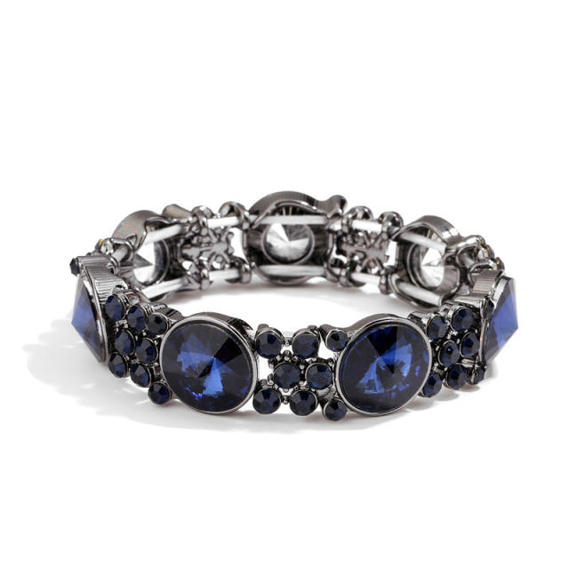 Color glass crystal statement elastic bangle