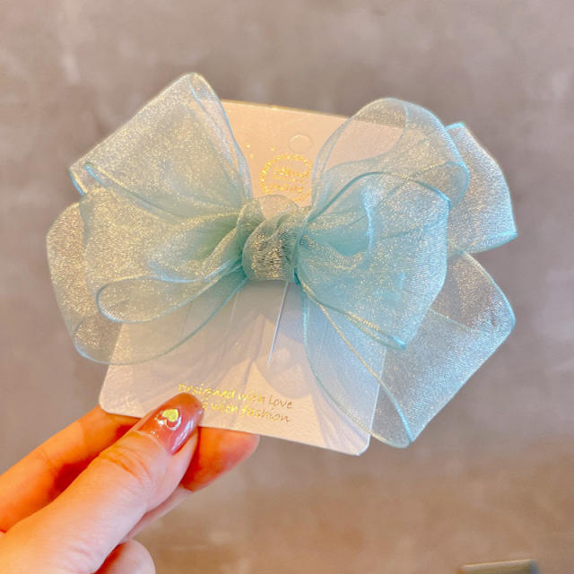 Korean fashion sweet color mesh bow hair clips for kids