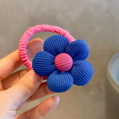 Spring design plain color flower hair ties for kids