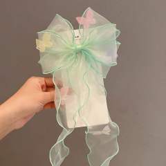 Rhinestone bow organza bow kids hair clips