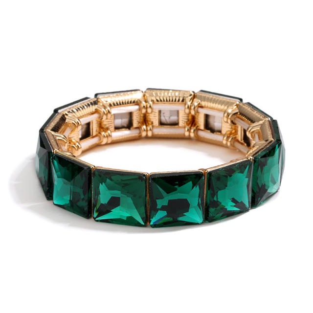Creative glass crystal statement elastic bangle