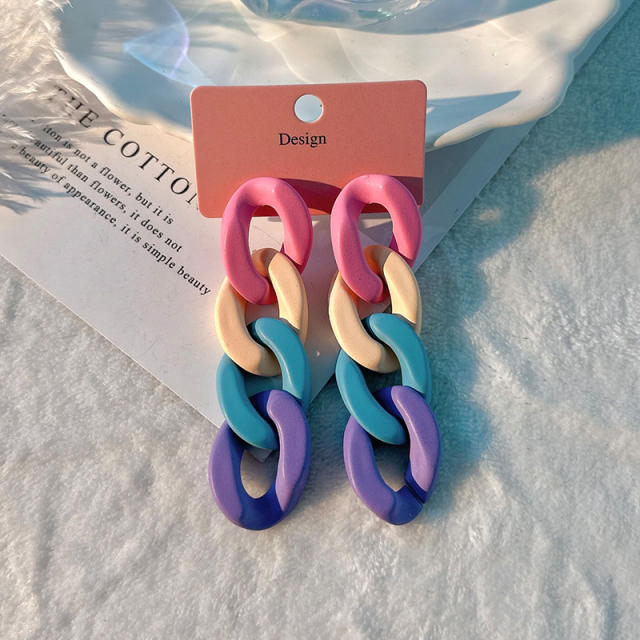 Summer design colorful acrylic chain earrings