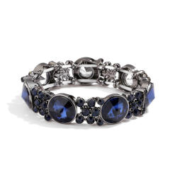 Geometric glass crystal statement elastic bangle