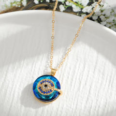 Amazon hot sale evil eye glass crystal pendant necklace