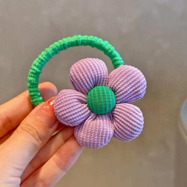 Spring design plain color flower hair ties for kids