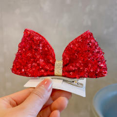 Korean fashion sweet sequins bow hair clips for kids