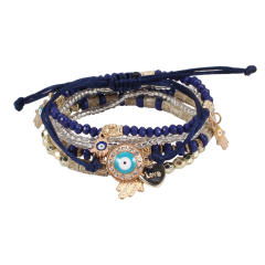 Boho color evil eye see bead bracelet