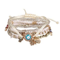 Boho color evil eye see bead bracelet