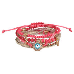 Boho color evil eye see bead bracelet