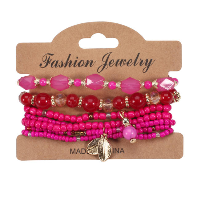 Boho colorful  bead layer bracelet set