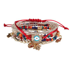 Boho color evil eye see bead bracelet
