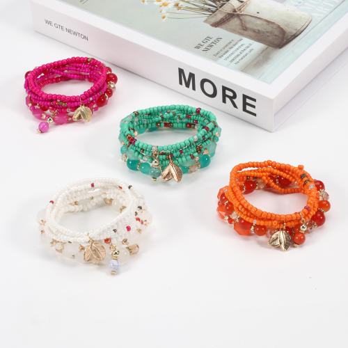 Boho colorful  bead layer bracelet set