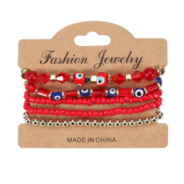 Boho evil eye bead seed bead bracelet