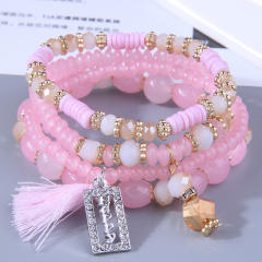 Boho color bead layer bracelet