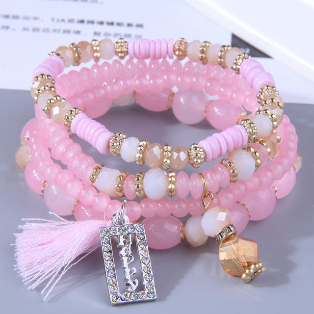 Boho color bead layer bracelet