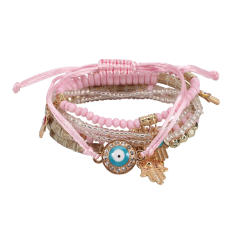 Boho color evil eye see bead bracelet