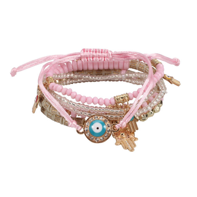 Boho color evil eye see bead bracelet