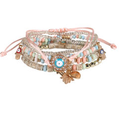 Boho color evil eye see bead bracelet