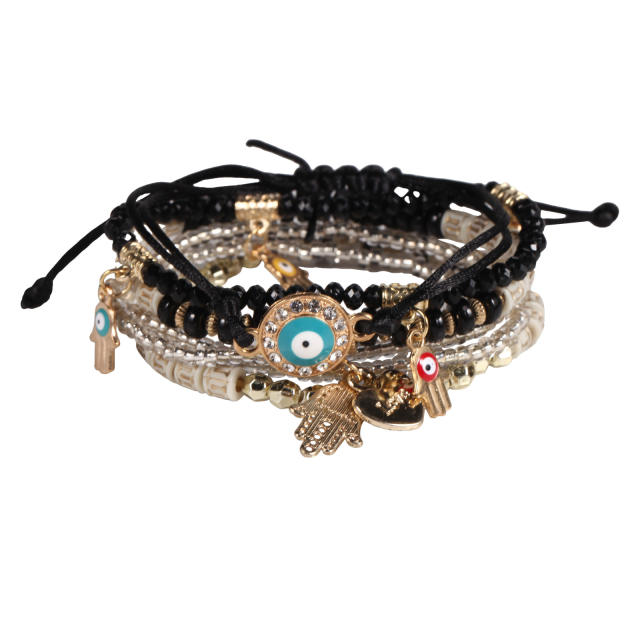 Boho color evil eye see bead bracelet