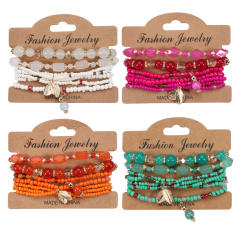 Boho colorful  bead layer bracelet set