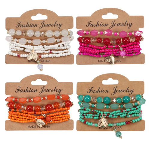 Boho colorful  bead layer bracelet set