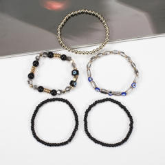Boho evil eye bead seed bead bracelet