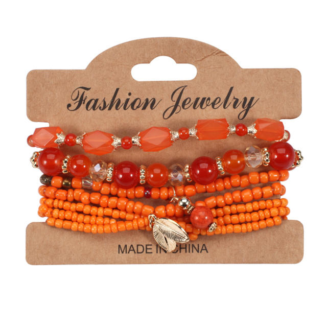Boho colorful  bead layer bracelet set