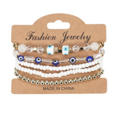Boho evil eye bead seed bead bracelet