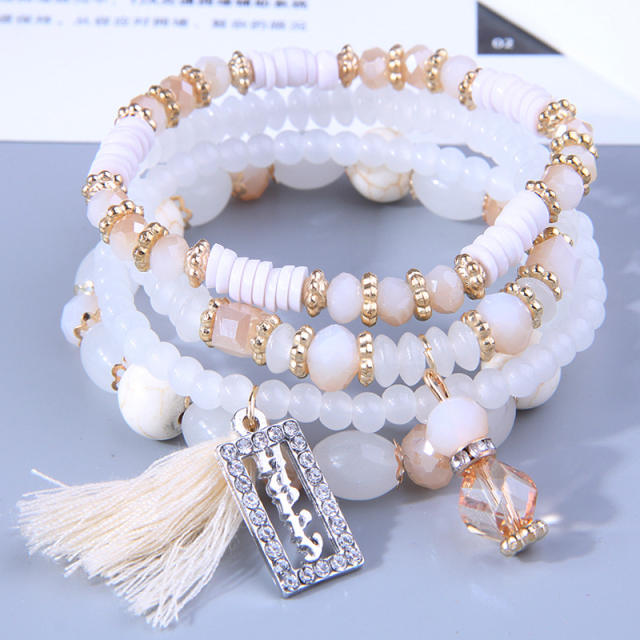 Boho color bead layer bracelet