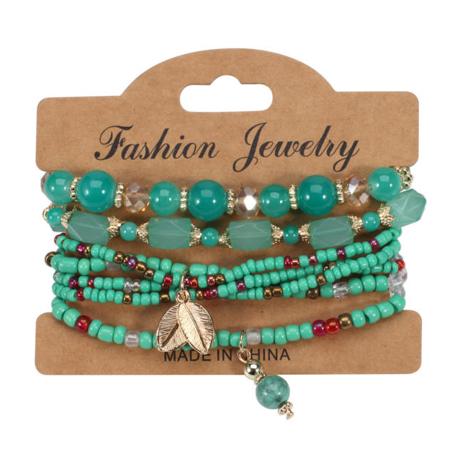 Boho colorful  bead layer bracelet set