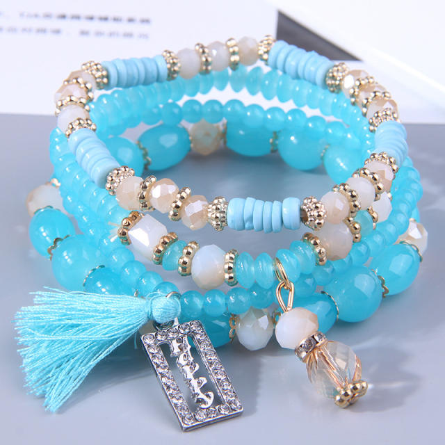 Boho color bead layer bracelet
