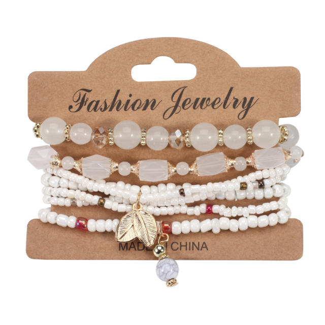 Boho colorful  bead layer bracelet set