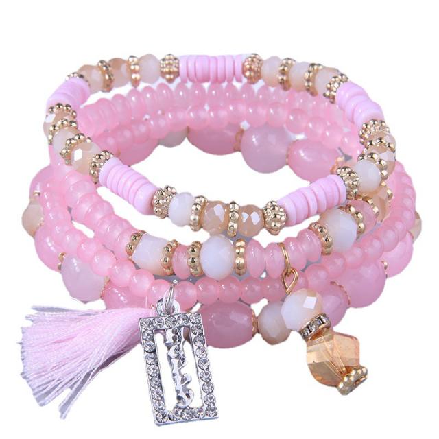 Boho color bead layer bracelet