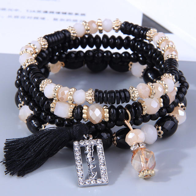 Boho color bead layer bracelet
