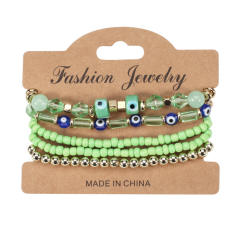 Boho evil eye bead seed bead bracelet
