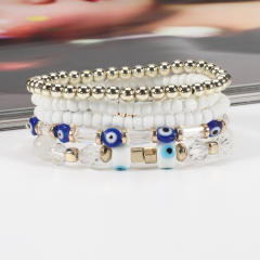 Boho evil eye bead seed bead bracelet