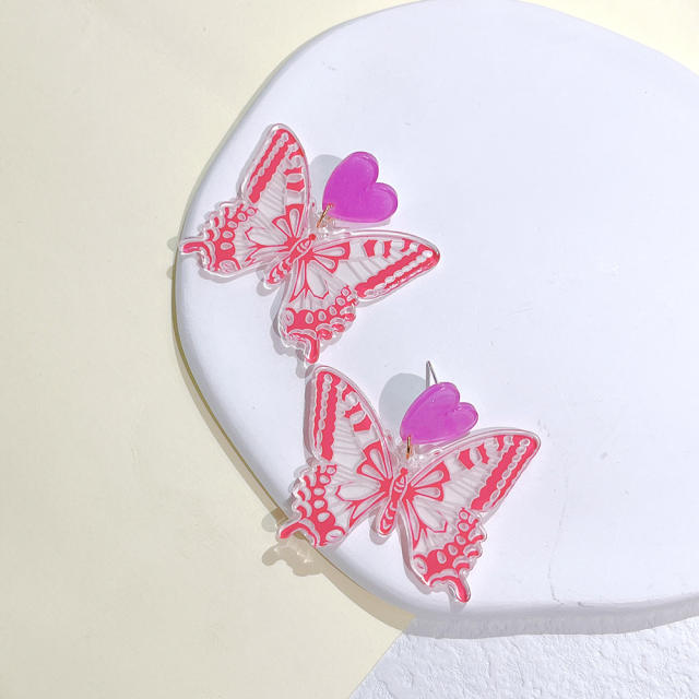 Colorful acrylic butterfly earrings